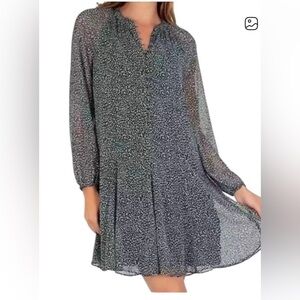 Joie Dark Arctic Animal Spot Balloon Green Lined Dress. Size XXL.